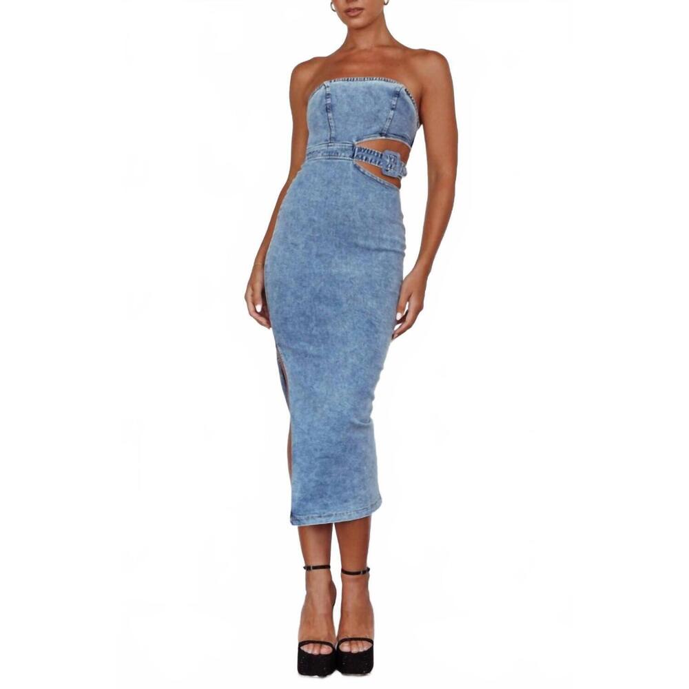 NEW ONE AND ONLY COLLECTIVE maeve denim dress in blue